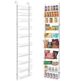 10-Tier Over the Door Pantry Organizer Hanging Storage Rack Adjustable Kitchen
