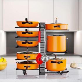 Pot Organizer Rack 8 Tiers Pots and Pans Organizer, Pot Lid Organizer for Kitchen Cabinet Cookware Organizers and Storage,Upgraded (Tier: 8 Tiers)