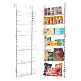 6-Tier Over the Door Pantry Organizer Hanging Storage Rack Adjustable Kitchen (Color: White, Number of Layers: 6)