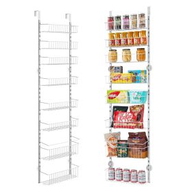 8-Tier Over the Door Pantry Organizer Hanging Storage Rack Adjustable Kitchen (Color: White, Number of Layers: 8)